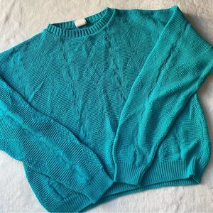 Vintage Saddlebrook Sweater Teal Cable Knit Women's Size Medium